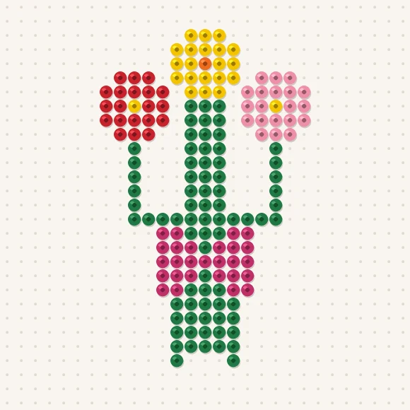 Modèle de perles à repasser bouquet de fleurs sur une plaque de 29 × 29