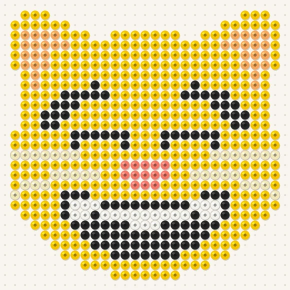 Modèle de perles à repasser chat rieur sur une plaque de 29 × 29