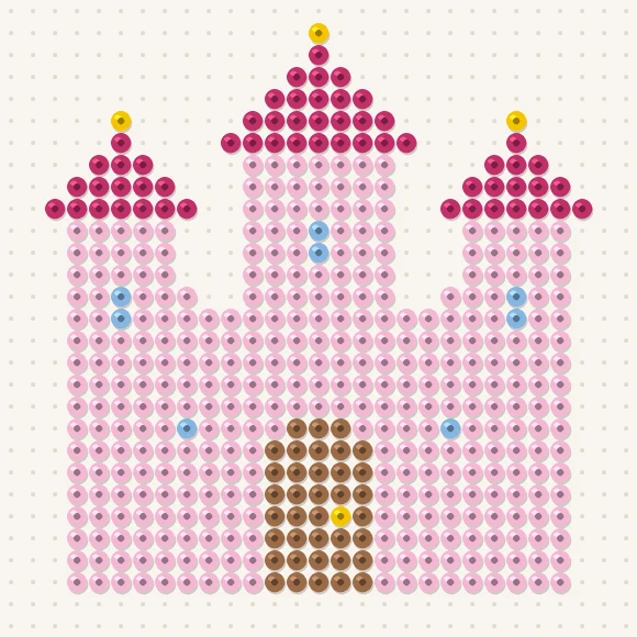 Modèle de perles à repasser château de princesse sur une plaque de 29 × 29