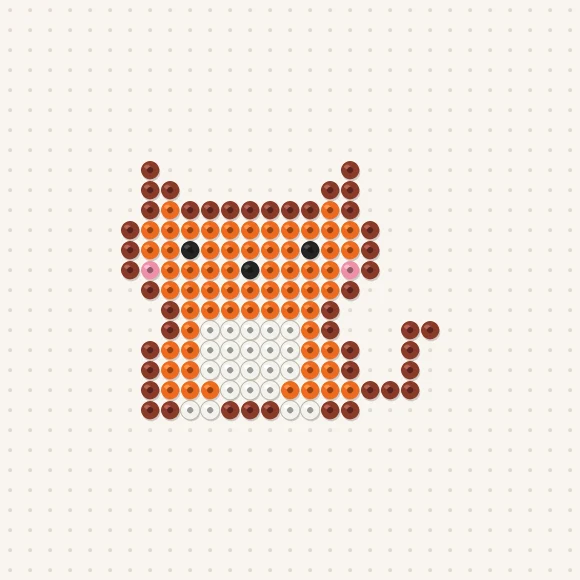 Modèle de perles à repasser chaton roux assis sur une plaque de 29 × 29