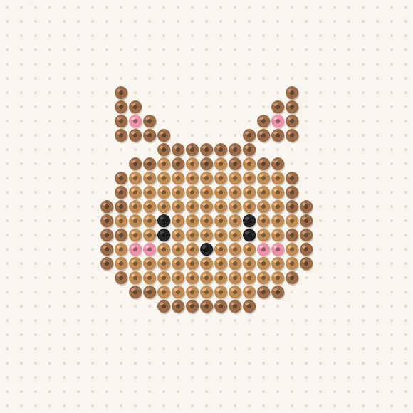 Modèle de perles à repasser chaton tigré sur une plaque de 29 × 29