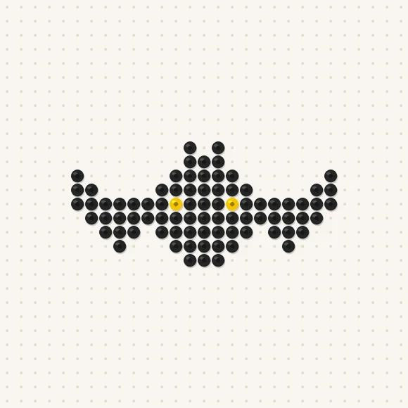 Modèle de perles à repasser chauve-souris kawaii sur une plaque de 29 × 29