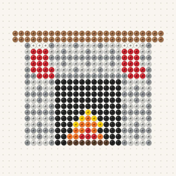 Modèle de perles à repasser cheminée de noël sur une plaque de 29 × 29