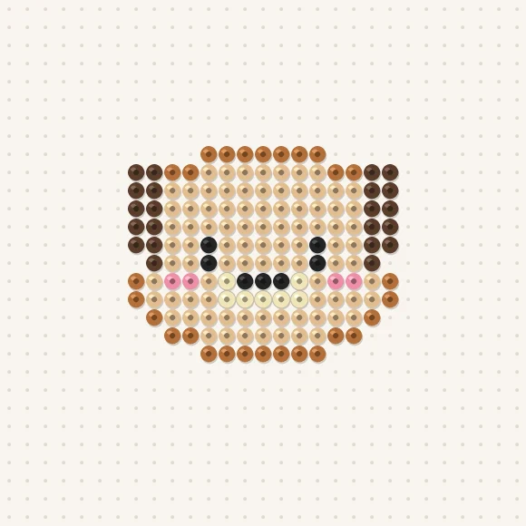 Modèle de perles à repasser chien kawaii sur une plaque de 29 × 29
