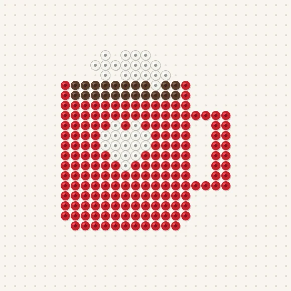 Modèle de perles à repasser tasse de chocolat chaud sur une plaque de 29 × 29