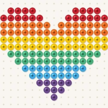 Petit modèle de perles à repasser cœur arc-en-ciel, 15 × 15 perles