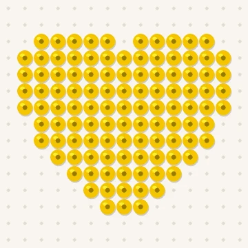 Petit modèle de perles à repasser cœur jaune, 15 × 15 perles