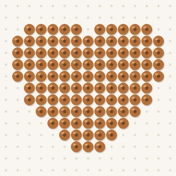 Petit modèle de perles à repasser cœur marron, 15 × 15 perles