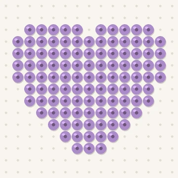 Petit modèle de perles à repasser cœur violet, 15 × 15 perles