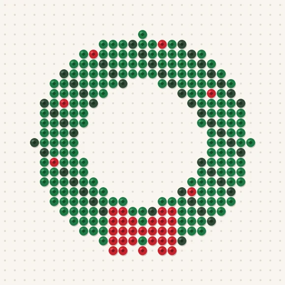 Modèle de perles à repasser couronne de noël sur une plaque de 29 × 29