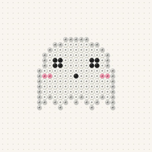 Modèle de perles à repasser fantôme kawaii sur une plaque de 29 × 29