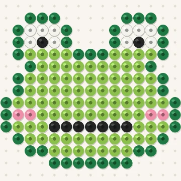 Petit modèle de perles à repasser grenouille kawaii, 15 × 15 perles