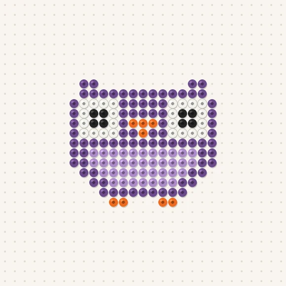 Modèle de perles à repasser hibou d'halloween sur une plaque de 29 × 29