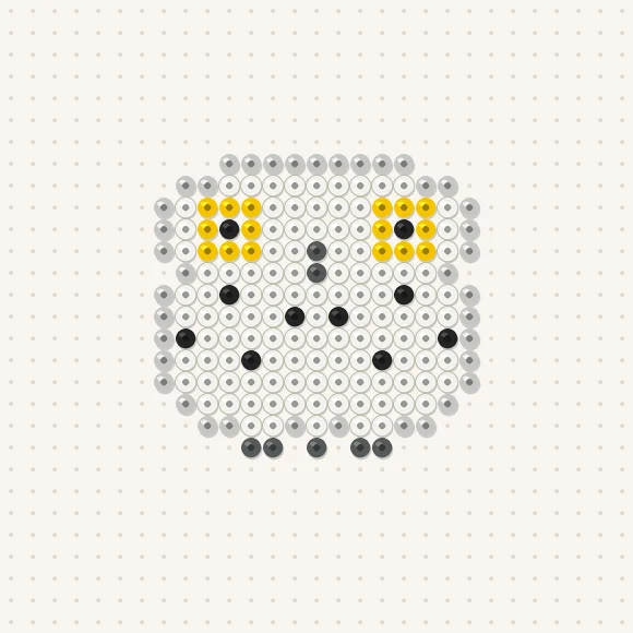 Modèle de perles à repasser hibou des neiges sur une plaque de 29 × 29