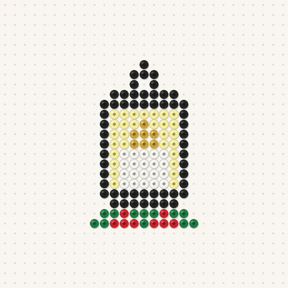 Modèle de perles à repasser lanterne de noël sur une plaque de 29 × 29