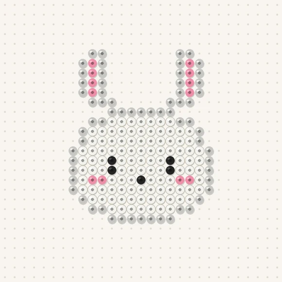 Modèle de perles à repasser lapin kawaii sur une plaque de 29 × 29