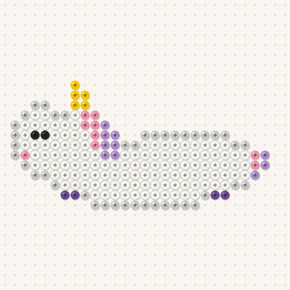 Modèle de perles à repasser licorne endormie sur une plaque de 29 × 29