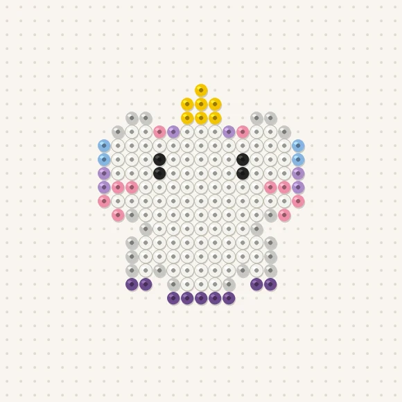 Modèle de perles à repasser licorne kawaii assise sur une plaque de 29 × 29