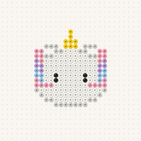 Modèle de perles à repasser licorne kawaii sur une plaque de 29 × 29