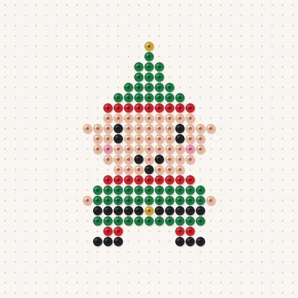 Modèle de perles à repasser lutin de noël sur une plaque de 29 × 29