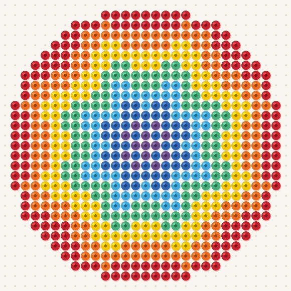 Modèle de perles à repasser mandala arc-en-ciel sur une plaque de 29 × 29