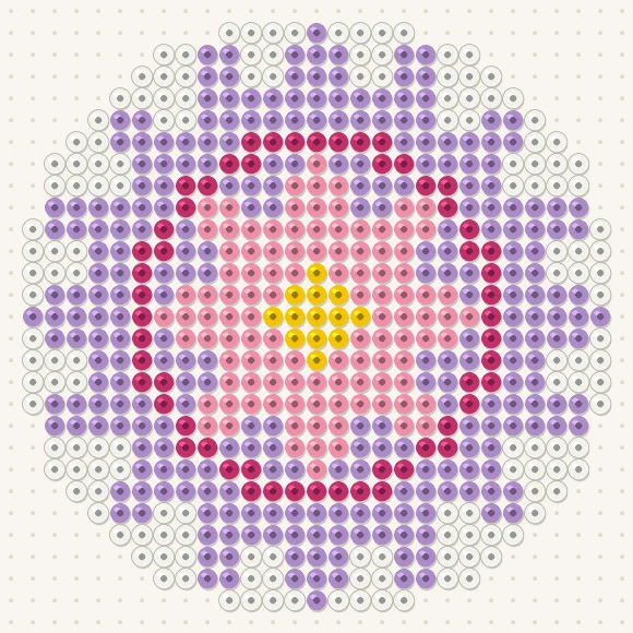 Modèle de perles à repasser mandala fleur rose sur une plaque de 29 × 29