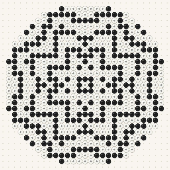 Modèle de perles à repasser mandala noir et blanc sur une plaque de 29 × 29