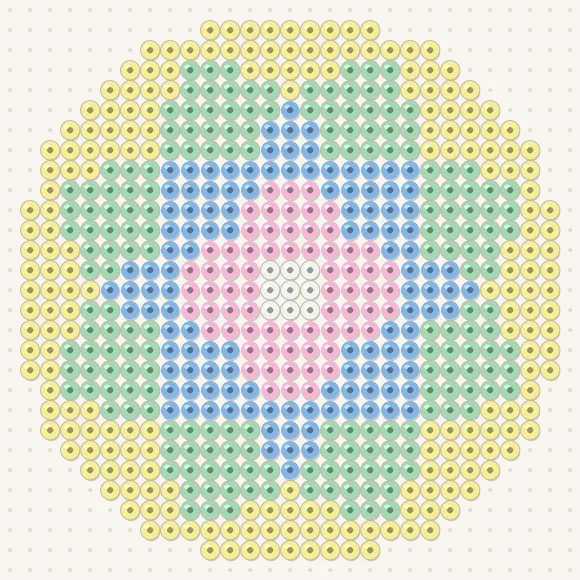 Modèle de perles à repasser mandala pastel sur une plaque de 29 × 29