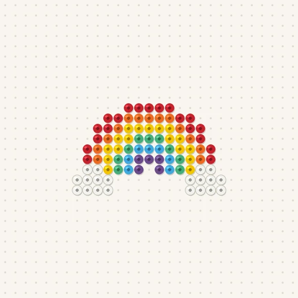 Modèle de perles à repasser mini arc-en-ciel sur une plaque de 29 × 29