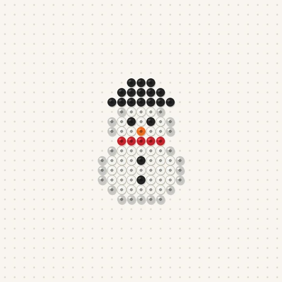 Modèle de perles à repasser mini bonhomme de neige sur une plaque de 29 × 29