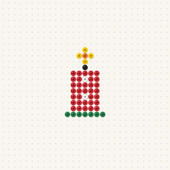 Modèle de perles à repasser mini bougie de noël sur une plaque de 29 × 29