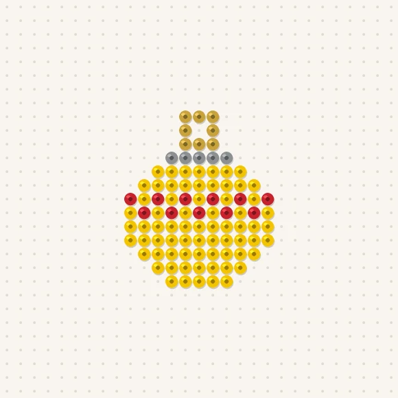 Modèle de perles à repasser mini boule de noël dorée sur une plaque de 29 × 29