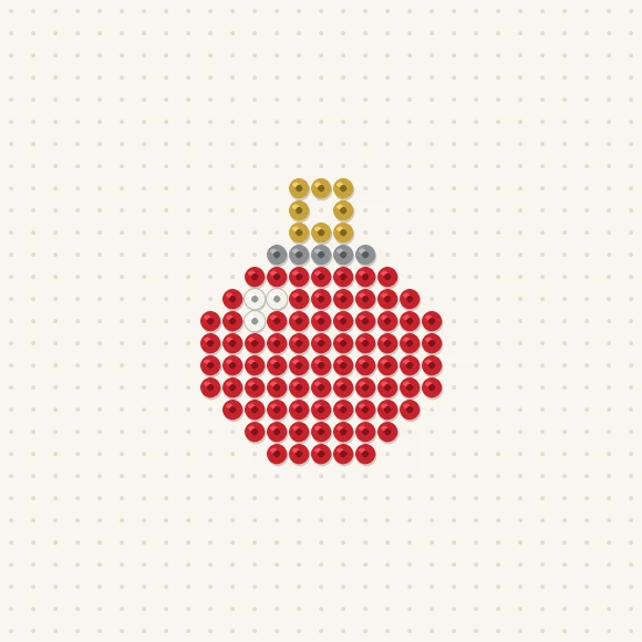 Modèle de perles à repasser mini boule de noël rouge sur une plaque de 29 × 29