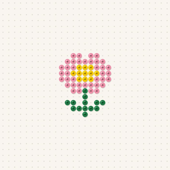 Modèle de perles à repasser mini fleur sur une plaque de 29 × 29