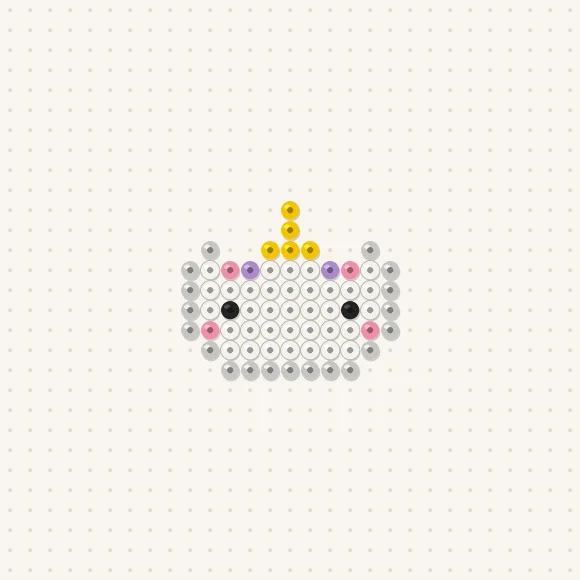 Modèle de perles à repasser mini licorne sur une plaque de 29 × 29