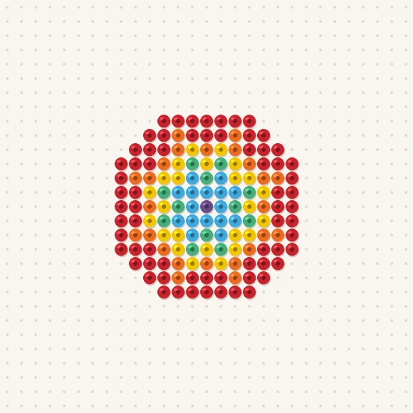 Modèle de perles à repasser mini mandala arc-en-ciel sur une plaque de 29 × 29