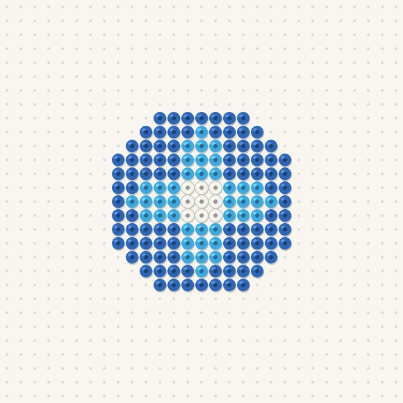 Modèle de perles à repasser mini mandala bleu sur une plaque de 29 × 29