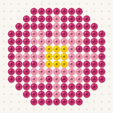 Petit modèle de perles à repasser mini mandala rose, 15 × 15 perles