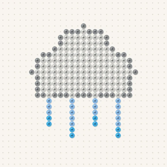 Modèle de perles à repasser nuage et pluie sur une plaque de 29 × 29