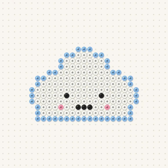 Modèle de perles à repasser nuage kawaii sur une plaque de 29 × 29