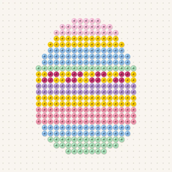 Modèle de perles à repasser œuf de pâques à rayures sur une plaque de 29 × 29