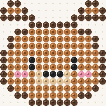 Petit modèle de perles à repasser ours kawaii, 15 × 15 perles