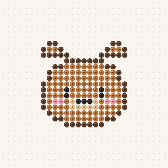 Modèle de perles à repasser ours kawaii sur une plaque de 29 × 29
