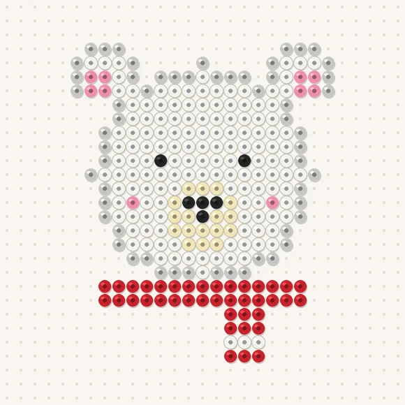Modèle de perles à repasser ours polaire à écharpe sur une plaque de 29 × 29