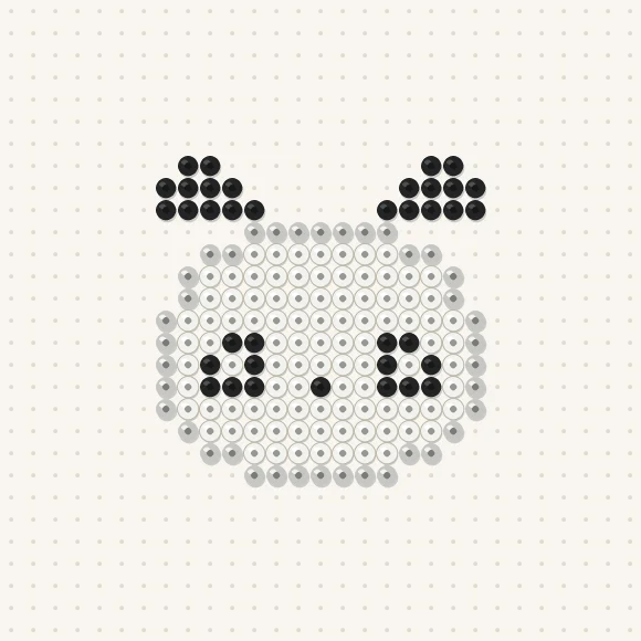 Modèle de perles à repasser panda kawaii sur une plaque de 29 × 29