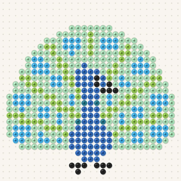 Modèle de perles à repasser paon sur une plaque de 29 × 29