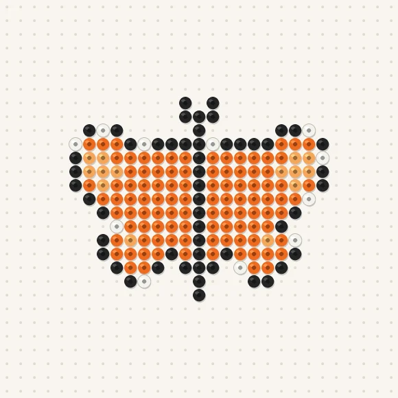 Modèle de perles à repasser papillon monarque sur une plaque de 29 × 29