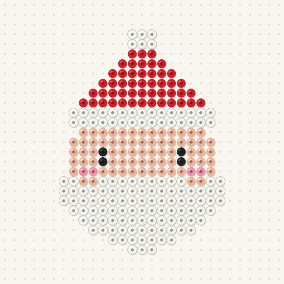 Modèle de perles à repasser père noël kawaii sur une plaque de 29 × 29