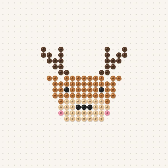 Modèle de perles à repasser renne de noël sur une plaque de 29 × 29
