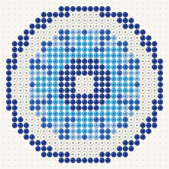 Modèle de perles à repasser rosace bleue sur une plaque de 29 × 29